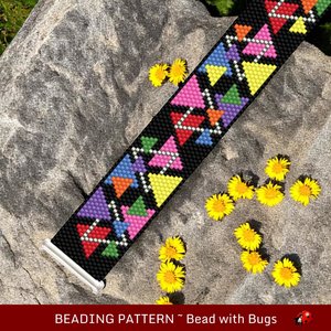 Peyote Stitch Beaded Bracelet Pattern by Bead with Bugs, HAPPY ANGLES, PDF
