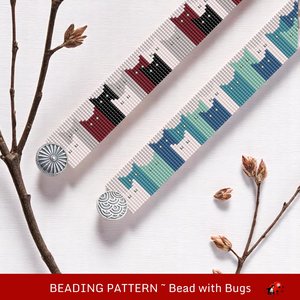 Loom Beaded Bracelet Pattern by Bead with Bugs, THE CATS, PDF