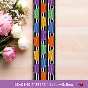 Peyote Stitch WIDE Beaded Bracelet Pattern by Bead with Bugs, Mid Century Modern, PDF