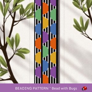 Peyote Stitch WIDE Beaded Bracelet Pattern by Bead with Bugs, Mid Century Modern, PDF
