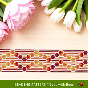 Peyote Stitch WIDE Beaded Bracelet Pattern by Bead with Bugs, Through the Fire, PDF