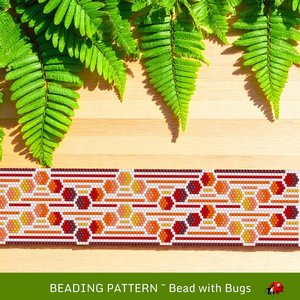 Peyote Stitch WIDE Beaded Bracelet Pattern by Bead with Bugs, Through the Fire, PDF
