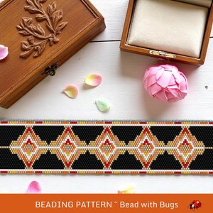 Peyote Stitch WIDE Beaded Bracelet Pattern by Bead with Bugs, Tequila, PDF