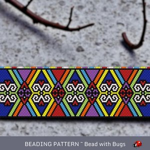 Peyote Stitch WIDE Beaded Bracelet Pattern by Bead with Bugs, Elation, PDF