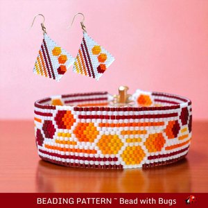 Peyote Stitch Beaded Bracelet an Earrings Pattern Set, Through the Fire, PDF