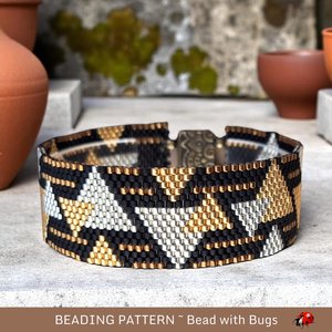 Peyote Stitch Beaded Bracelet an Earrings Pattern Set, Mixed Metals, PDF
