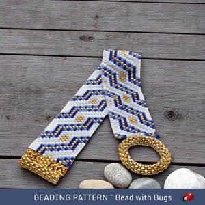 Peyote Stitch Beaded Bracelet and Earrings Pattern Set, Lady Sings the Blues, PDF