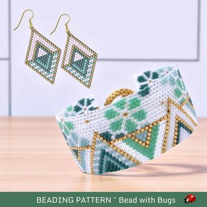 Peyote Stitch Beaded Bracelet and Earrings Pattern Set, Layered Abstract, PDF