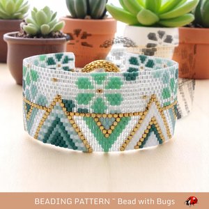 Peyote Stitch Beaded Bracelet and Earrings Pattern Set, Layered Abstract, PDF