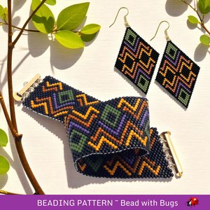 Peyote Stitch Beaded Bracelet an Earrings Pattern Set, Earthbound, PDF