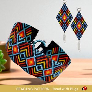 Peyote Stitch Beaded Bracelet an Earrings Pattern Set, The Plains, PDF