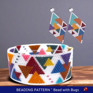 Peyote Stitch Beaded Bracelet an Earrings Pattern Set, All the Angles, PDF