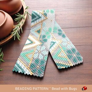 Peyote Stitch Beaded Bracelet and Earrings Pattern Set, Layered Abstract, PDF