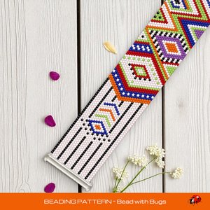 Peyote Stitch Beaded Bracelet Pattern by Bead with Bugs, ZESTY, a unique design in bold geometrics, PDF