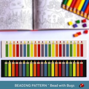 Loom Beaded Bracelet Pattern by Bead with Bugs, Pencil Crayons, PDF