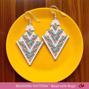 Brick Stitch Beaded Earrings Pattern Glow Up, geometric design, PDF