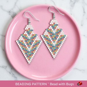 Brick Stitch Beaded Earrings Pattern Glow Up, geometric design, PDF