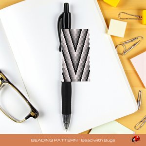 Peyote Stitch Beaded Pen Wrap, CHEVRONS, Beaded Pen Wrap Pattern for a Pilot G2 Pen