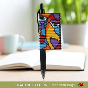 Peyote Stitch Beaded Pen Wrap Pattern, Abstract Art Set, PDF