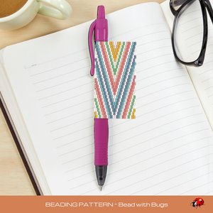 Peyote Stitch Beaded Pen Wrap, CHEVRONS, Beaded Pen Wrap Pattern for a Pilot G2 Pen