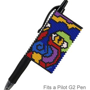Peyote Stitch Beaded Pen Wrap by Bead with Bugs, ABSTRACT ART 2, Beaded Pen Wrap Cover for Pilot G2 Pen