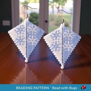 Peyote Stitch, Kite Earring Beading Pattern WINTER CARNIVAL, PDF
