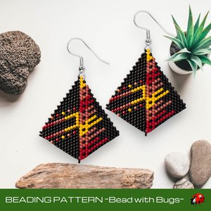 Peyote Stitch, Kite Earring Beading Pattern ETERNAL FLAME, PDF