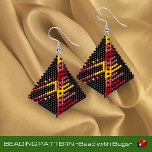 Peyote Stitch, Kite Earring Beading Pattern ETERNAL FLAME, PDF