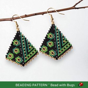 Peyote Stitch, Kite Earring Beading Pattern LILY PAD, PDF