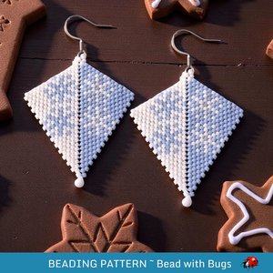 Peyote Stitch, Kite Earring Beading Pattern WINTER CARNIVAL, PDF