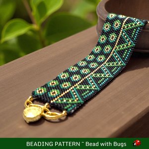 Peyote Stitch Beaded Bracelet Pattern, LILY PAD, PDF