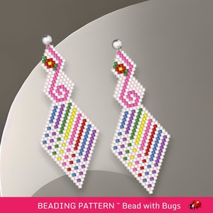 Brick Stitch Beaded Earrings Pattern: Be Happy
