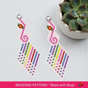 Brick Stitch Beaded Earrings Pattern: Be Happy