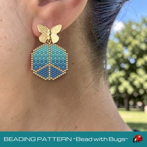WORLD PEACE Brick Stitch Beaded Earrings Pattern , PDF