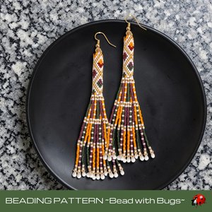 Peyote Stitch Fringed Tube Earring Pattern, AUTUMN ZONE