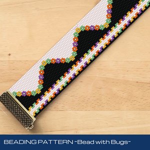 Peyote Stitch Beaded Bracelet Pattern, FLORAL WAVES, an assymetrical design, PDF