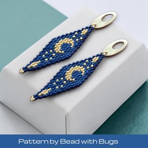 2 Drop Brick Stitch Earring Pattern, Crescent Moon