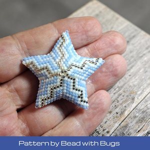 3D Peyote Mini Star Bead Pattern , WINTER ICE STAR, Charming Decor for Home & Holidays