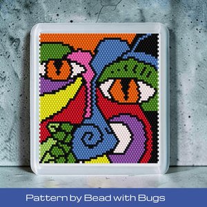 Peyote Stitch Beaded Coaster Pattern by Bead with Bugs, ABSTRACT ART 2