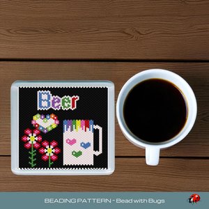 Peyote Stitch Beaded Coaster Pattern by Bead with Bugs, BRIGHT BEER