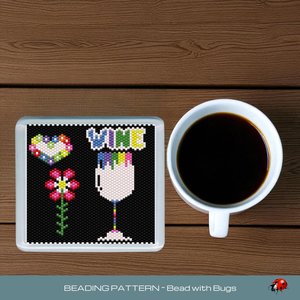 Peyote Stitch Beaded Coaster Pattern by Bead with Bugs, BRIGHT WINE