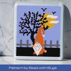 Peyote Stitch Beaded Coaster Pattern by Bead with Bugs, HALLOWEEN GNOME