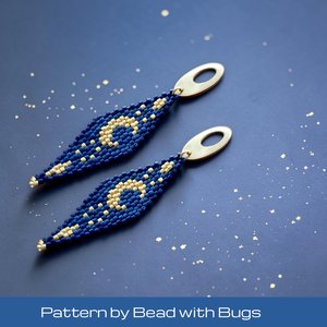 2 Drop Brick Stitch Earring Pattern, Crescent Moon