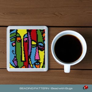 Peyote Stitch Beaded Coaster Pattern by Bead with Bugs, ABSTRACT ART 1