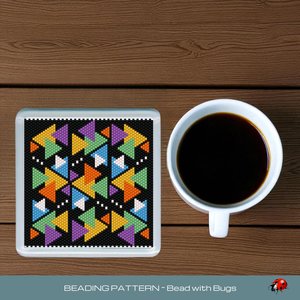 Peyote Stitch Beaded Coaster Pattern by Bead with Bugs, BOHO TRIANGLES