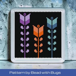 Peyote Stitch Beaded Coaster Pattern by Bead with Bugs, BOHO FLOWERS