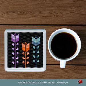 Peyote Stitch Beaded Coaster Pattern by Bead with Bugs, BOHO FLOWERS