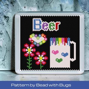 Peyote Stitch Beaded Coaster Pattern by Bead with Bugs, BRIGHT BEER