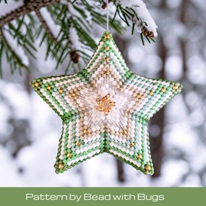 3D Peyote  Star Bead Pattern , The Christmas Green Star,