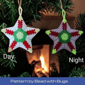 3D Peyote Mini Star Bead Pattern , CHRISTMAS CANDLES STAR, Charming Decor for Home & Holidays